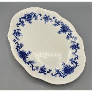 Antique Upper Hanley Platter Martha Blue Floral Porcelain Serving Dish 9x13